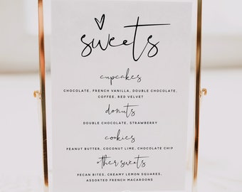 Minimalist Sweets Dessert Sign Template for Wedding, Bridal Shower, Baby Shower, Birthday, Baptism, Modern Wedding, Instant Download, M8