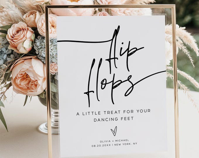 Editable Wedding Flip Flops Sign Template | Templett Instant Download | Dancing Feet Sign | Wedding Decor Sign | Wedding Reception Sign | M7
