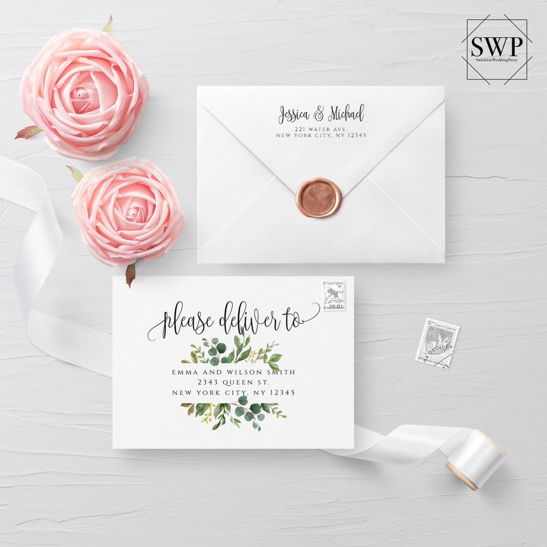 Greenery Envelope Template Wedding Editable DIY Printable Wedding ...