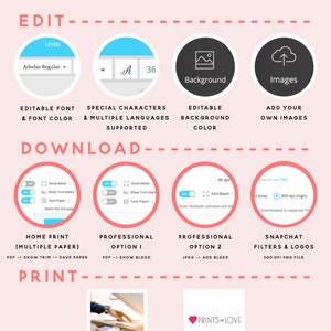 May include: A pink and white graphic with the text "Sunshine Wedding Party" in black cursive font. The graphic also includes the text "Super easy to use Stationery Templates" in black text. The graphic shows different options for editing, downloading, and printing wedding stationery.