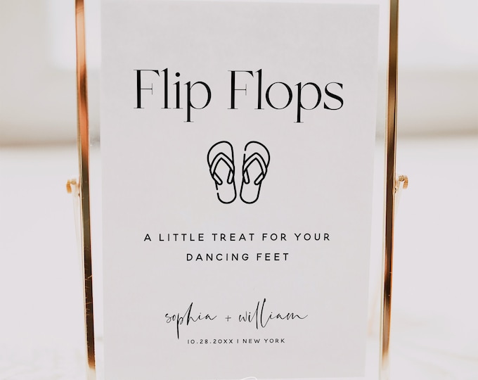 Flip Flops Sign Template, Wedding Signs, Printable Flip Flops Signs, Editable Template, Modern Wedding Signs, Instant Download, M15