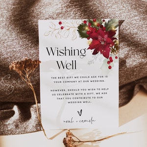 Weihnachtshochzeitswunsch gut Kartenvorlage, Winterhochzeit, Weihnachtsblume, Wunsch gut Karten, Einlegekarten, bearbeitbare Vorlage, F25