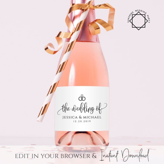 Printable Mini Champagne Bottle Label Template Wedding Mini | Etsy