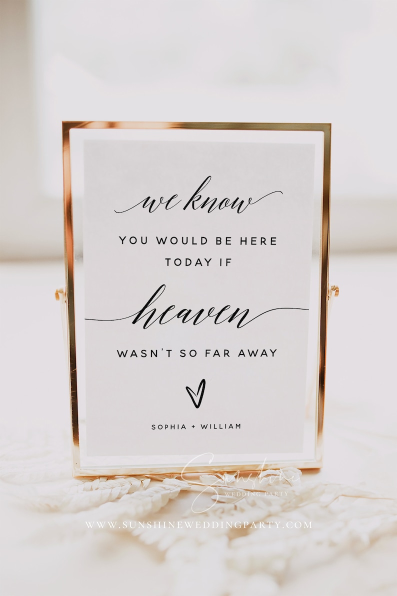 We Know You Would be Here Today if Heaven Wasn't So Far Away, Memorial Sign, In Loving Memory Sign, Modern Minimalist, Editable Sign, R2 image 2