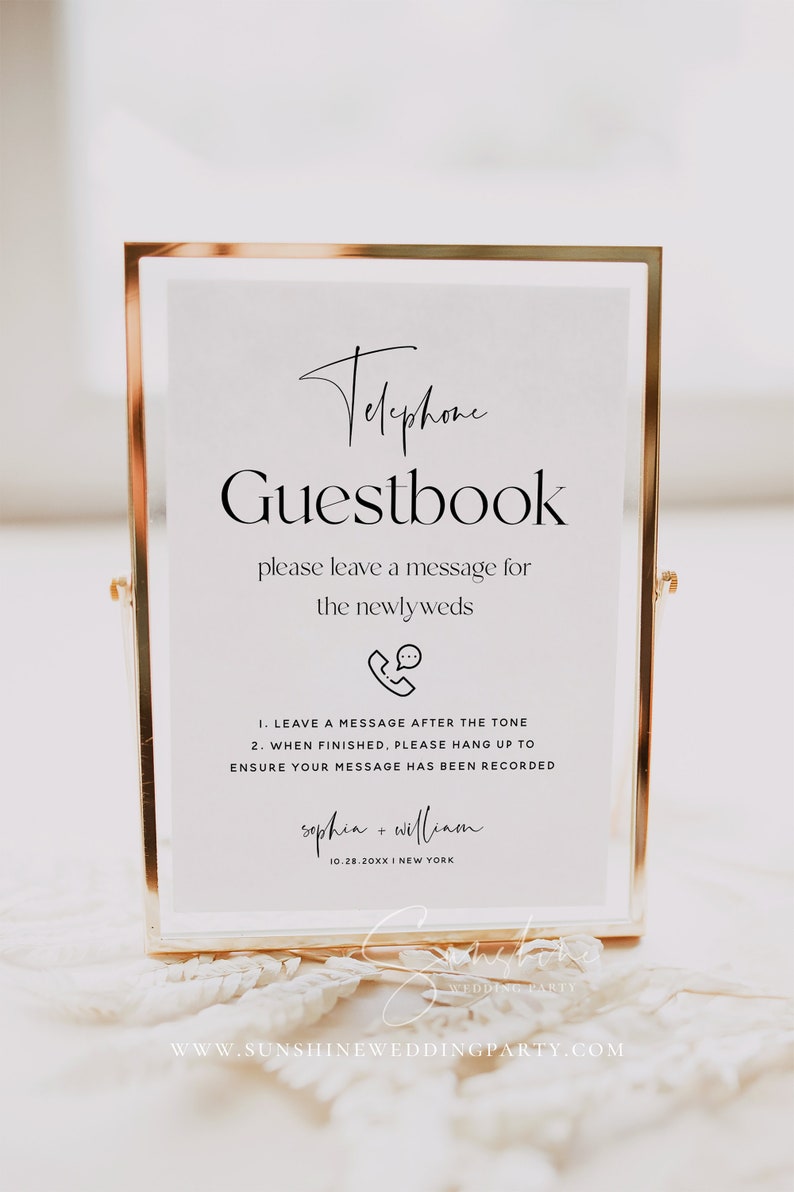 Telephone Guestbook Sign Template Audio Guest Book Sign Etsy