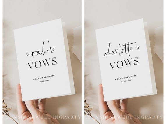 Wedding Vow Booklet Template Modern Minimalist His and Her - Etsy