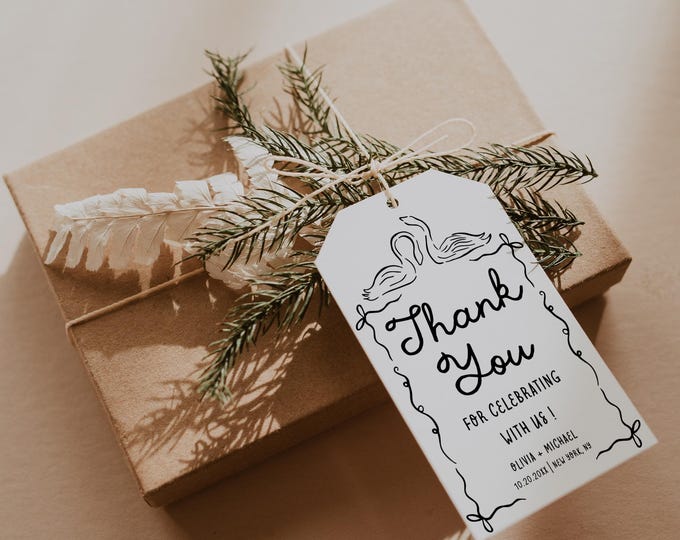 Whimsical Reception Thank You Tag | Printable Wedding Favor Tag | Shower Favor Tag | Wedding Reception Tags | Printable Thank You Label | W2
