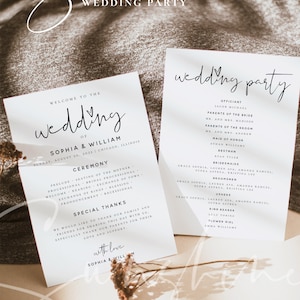 Wedding Program Template, DIY Wedding Program Template, Printable Wedding Ceremony Program, Editable Text, Instant Download, Templett, M8