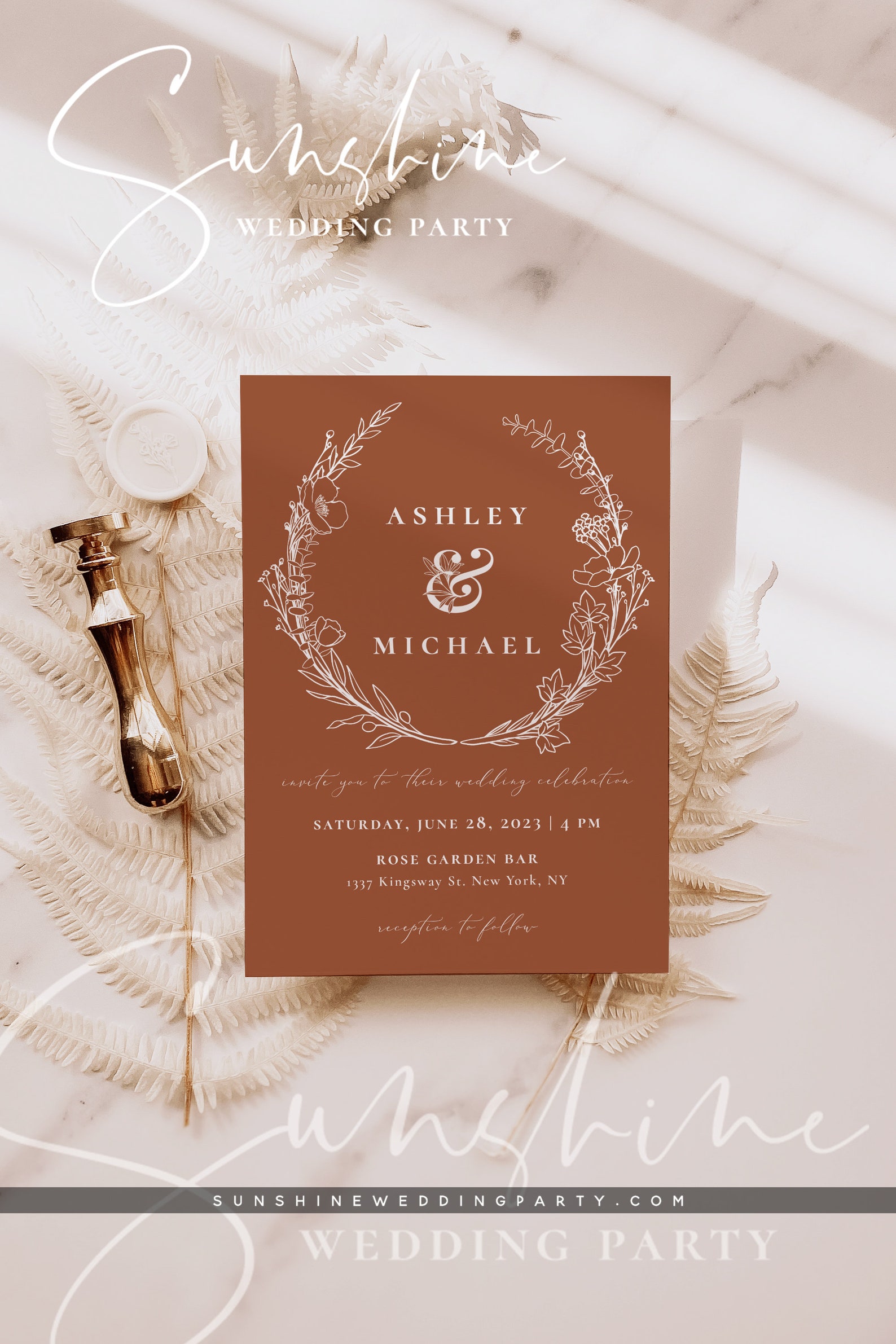 Terracotta Wedding Invitation Template Terracotta Wedding | Etsy