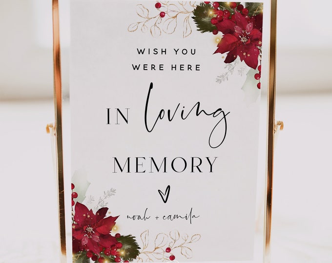 Wish You Were Here Sign, In Loving Memory Sign, Watching From Heaven Sign, Christmas Wedding, Printable Signs, Editable Template, F25