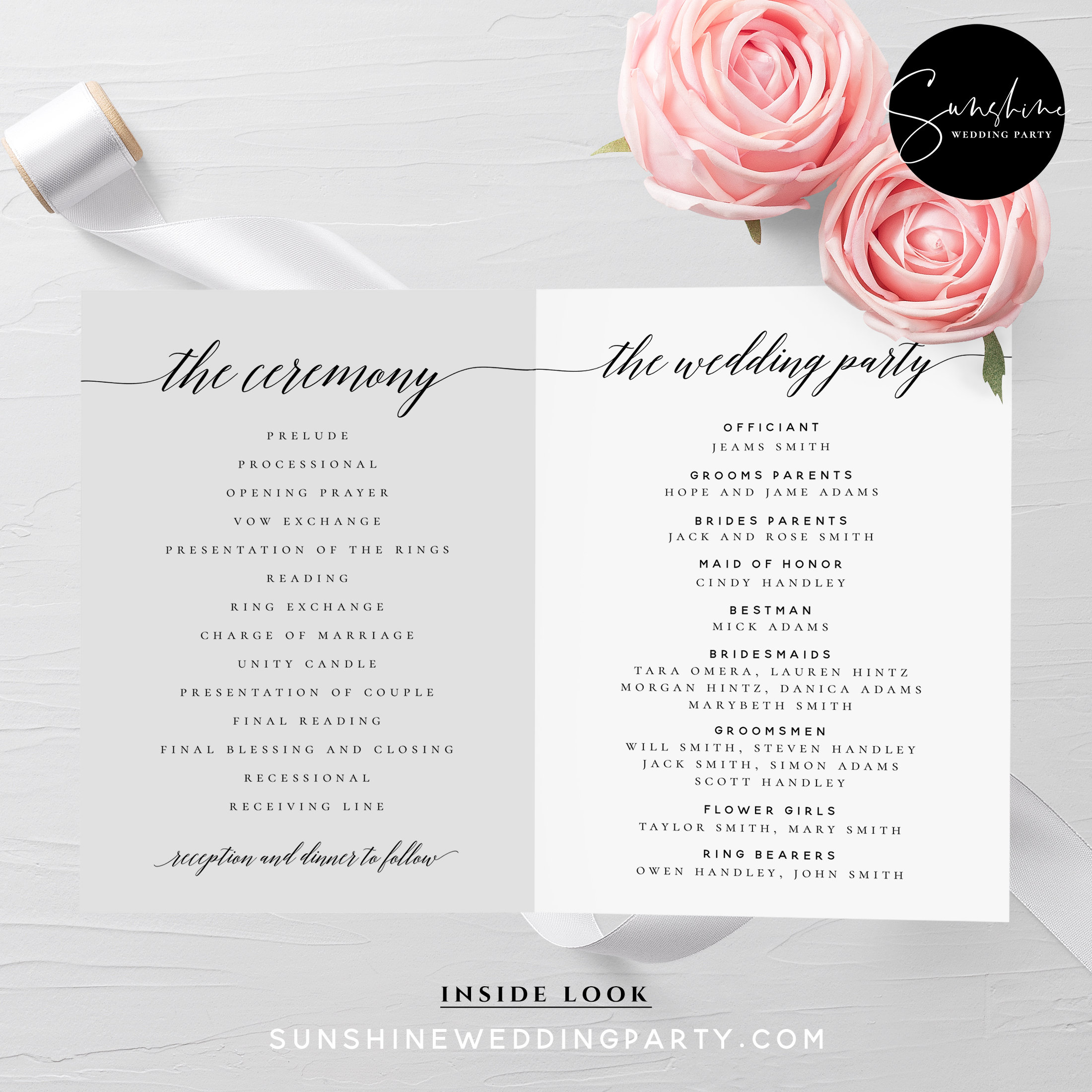 Folded Wedding Program Template Folded Wedding Program Printable Folded Wedding Program Template Folded Wedding Program Printable