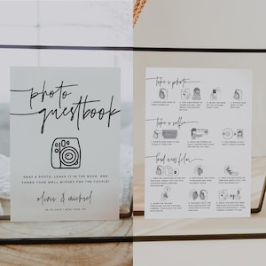 Instax Mini 12 Instructions Sign Template | Polaroid Guestbook 11x14 8x10 5x7 A4 | Wedding Photo Guest book Sign | How to Load New Film | M7