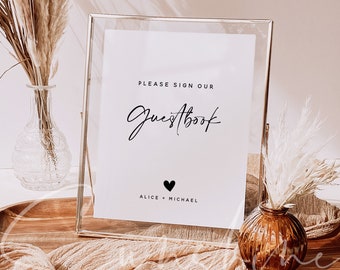 Please Sign Our Guestbook Sign Printable, Sign Our Guestbook, Wedding Guestbook Sign Instant, Modern Minimalist Wedding Signage DIY, M3