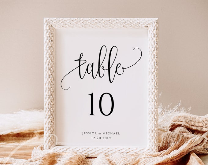 Wedding Table Number Sign Template Printable Fully Editable Wedding Table Sign Template Script Font Number Sign Digital Download JPEG PDF R1