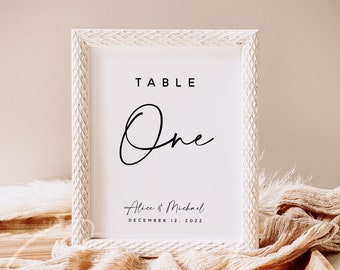 Wedding Table Number Template, Simple Table Numbers, Modern Minimalist Table Numbers Printable, Clean Table Number Cards Instant Templett M3