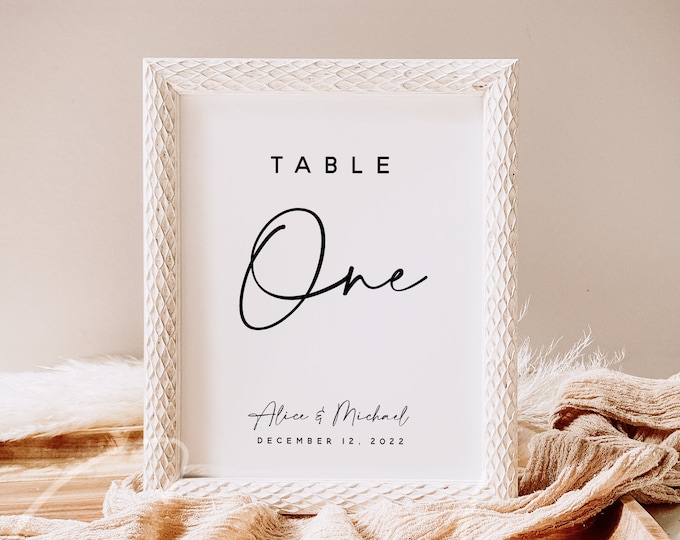 Wedding Table Number Template, Simple Table Numbers, Modern Minimalist Table Numbers Printable, Clean Table Number Cards Instant Templett M3