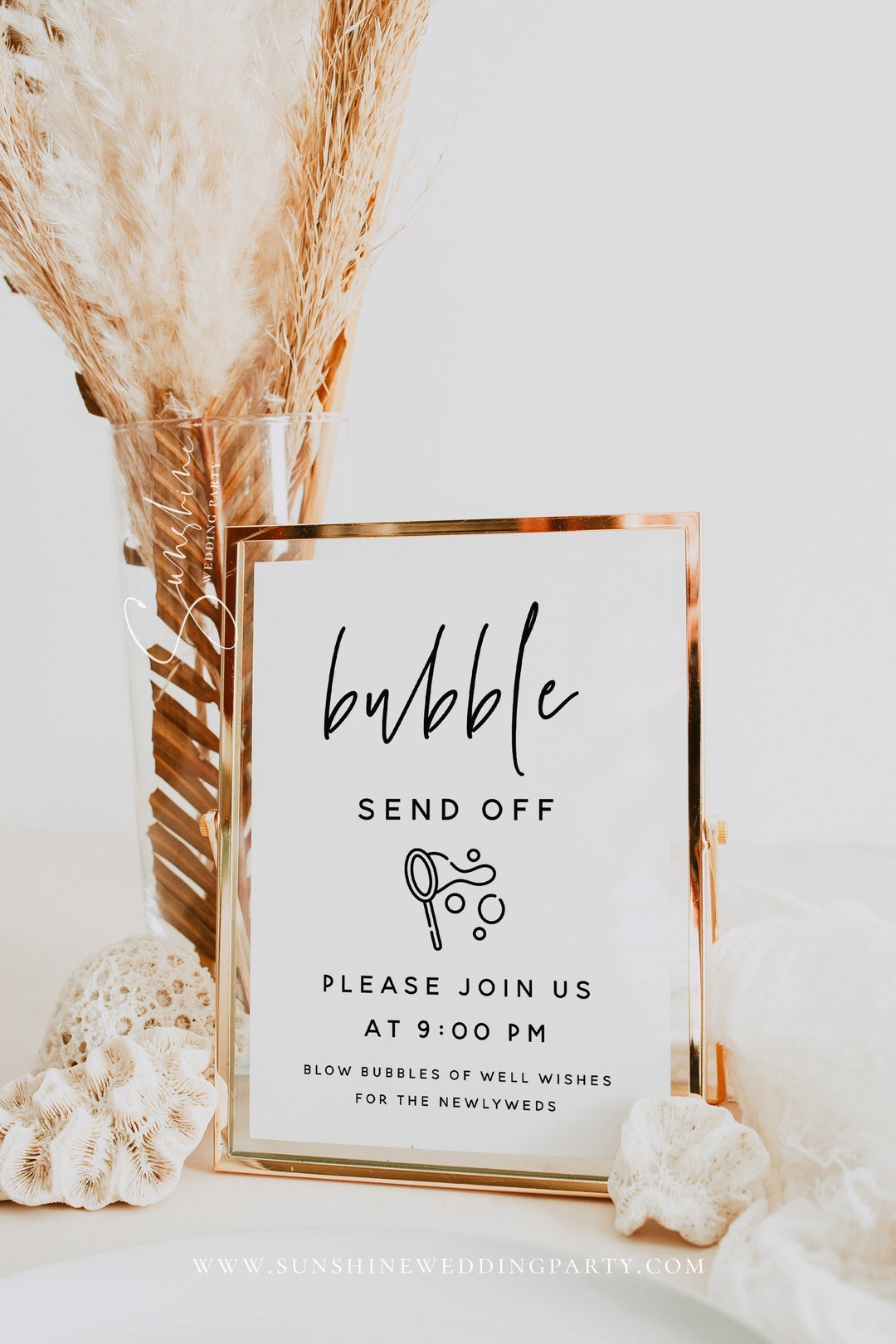 Bubble Send off Sign Template, Minimalist Wedding, Bubble Send off Sign ...
