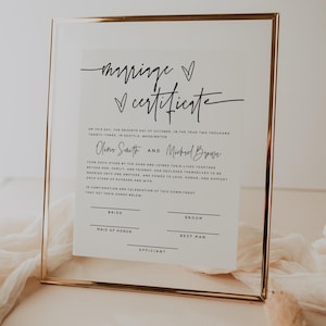Bearbeitbare Heiratsurkunde Vorlage | Minimalistische Hochzeit Heiratsurkunde Vorlage | Druckbares Hochzeitsgelübde-Andenken-Zertifikat | M7