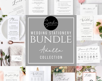 Wedding Bundle Templates, Modern Minimalist Wedding Stationery Template Bundle, DIY Printable, Editable Text, Templett, Instant Download, R3