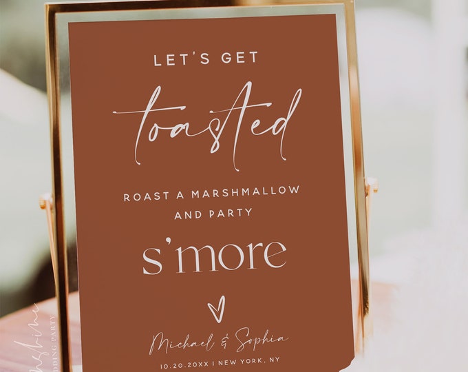 Roast a Marshmallow and Party S'more, S'more Bar Sign, Terracotta Wedding, S'more Station Sign Template, Outdoor Party, Printable Signs, T1