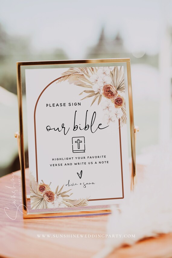 Please Sign Bible Guestbook Sign Template Terracotta Wedding - Etsy