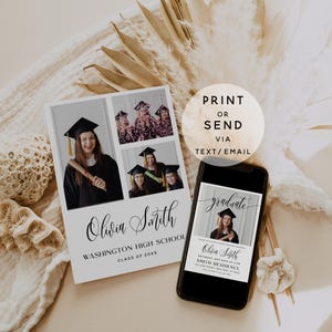 Editable Graduation Party Invitation Template | Front & Back Photo ...