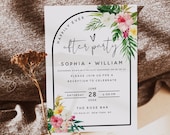 Hawaiian Beach Wedding Reception Invitation Template, Tropical Wedding, Reception Invitation Cards, Elopement Announcement Invitation, H1