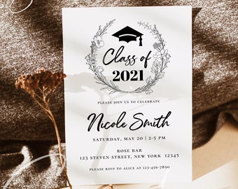 Graduation Party Invitation Template, Modern Graduation Party Invite, Minimalist Graduation Announcement Card, Graduation Party Invite, GRA