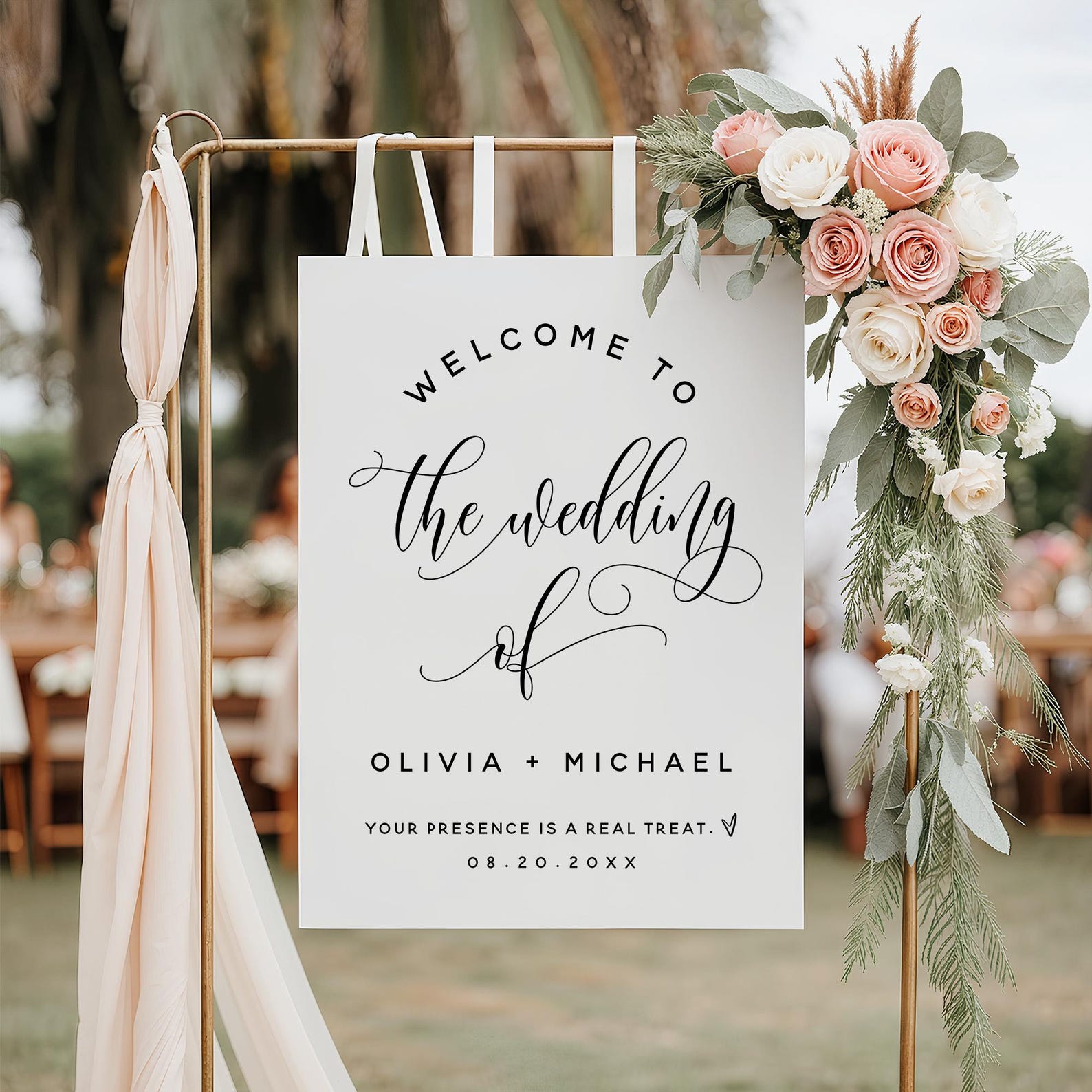 Editable Wedding Welcome Sign Template | Modern Script Wedding Sign ...