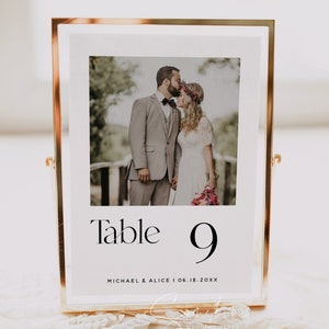 Elegant Wedding Table Numbers with Photo Template, Digital Download, DIY Editable, Photo Table Numbers, Wedding Table Numbers, 5x7, 4x6, M15