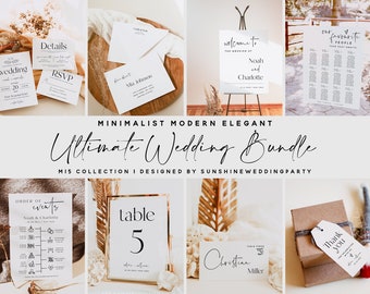 Elegant Wedding Ultimate Bundle, Modern Minimalist, Wedding Template, Large Wedding Bundle, Wedding Printable, Editable Template, M15