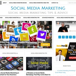 Premade WordPress Website Template & Blog, Website with Articles, Videos, Shopping, News, and Auto Content- SOCIAL MEDIA MARKETING theme