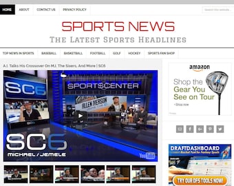 Sports News WordPress Website Template with Auto-Updating Content (Digital Download)