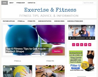 Fitness Website Template: Premade WordPress Blog (Digital Download)