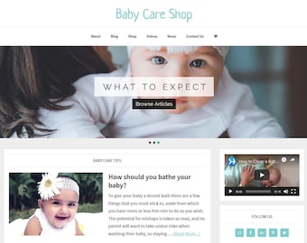 Premade Baby Care WordPress Website Template: eCommerce Blog (Digital Download)