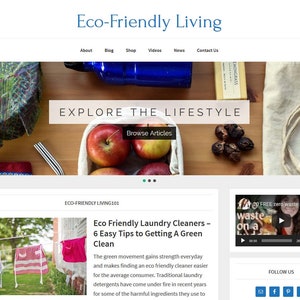 Premade Wordpress Website: Sustainable Living Blog Theme (Digital Download)