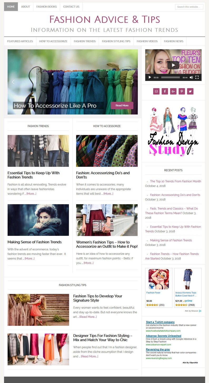 May include: A website offering fashion advice and tips, with articles on accessorising, fashion trends, and fashion styling tips. The website also features a video on the top ten fashion trends on a budget.