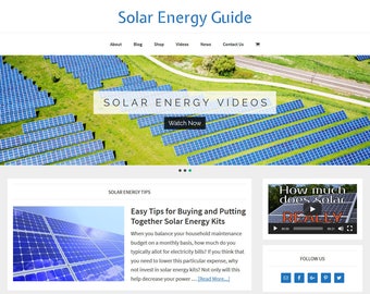 Premade Solar Power WordPress Website: eCommerce Blog Template (Digital Download)
