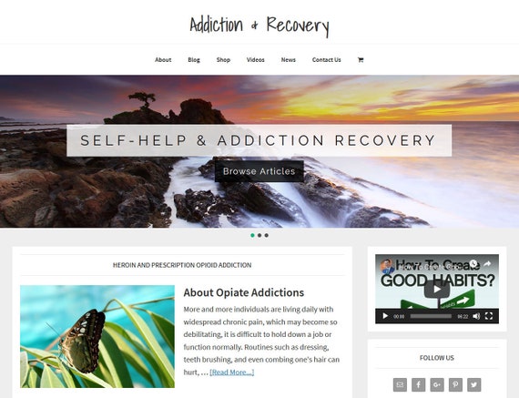Addiction Recovery WordPress Website Template: eCommerce Blog (Digital Download)