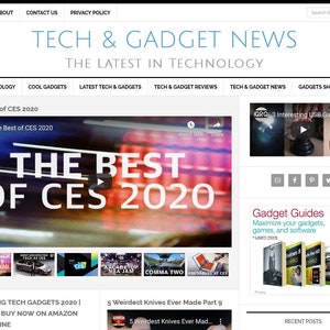Premade WordPress Website Template & Blog Filled with Articles, Videos, Shopping, News, and Automatically Updating Content- GADGETS THEME