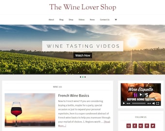 Premade Wine Blog Website: eCommerce WordPress Template (Digital Download