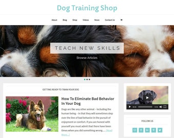 Premade Dog Training WordPress Website Template: eCommerce Blog (Digital Download)