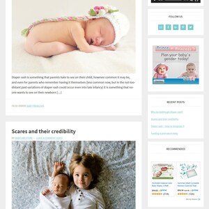 May include: A blog post titled "Why do babies get diaper rash?" with a photo of a baby sleeping on a white blanket. The blog post discusses diaper rash and its causes. The blog post also includes a photo of two children, a baby and a toddler, lying on a bed together.