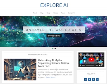 AI Theme Premade WordPress Website: Turnkey Blog Design (Digital Download)