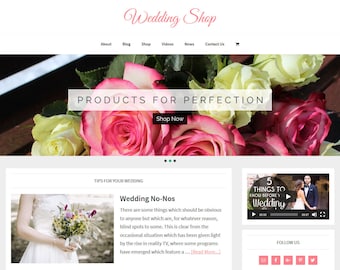 Premade Wedding Theme WordPress Website with eCommerce & Blog (Digital Download)