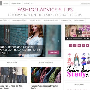 Premade Fashion Blog Website: Turnkey Wordpress Theme (Digital Download)