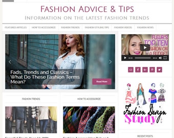 Premade Fashion Blog Website: Turnkey Wordpress Theme (Digital Download)