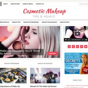 Cosmetic Makeup Premade Wordpress Website Template (Digital Download)