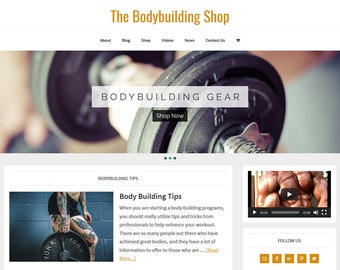 Premade Bodybuilding WordPress Website Template: eCommerce Blog (Digital Download)