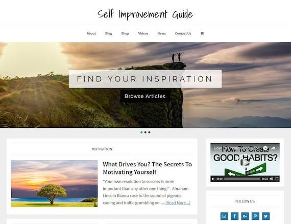 Premade Self-Help WordPress Website: eCommerce Blog Template